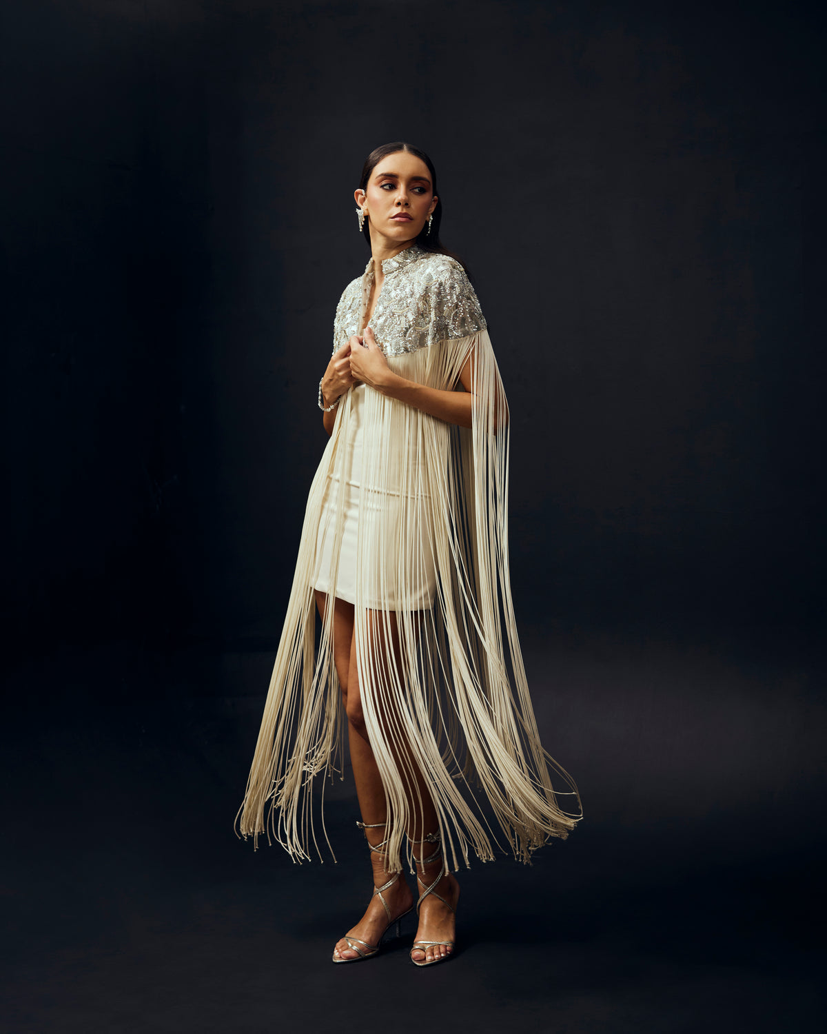 Mirelle Fringe Cape Set