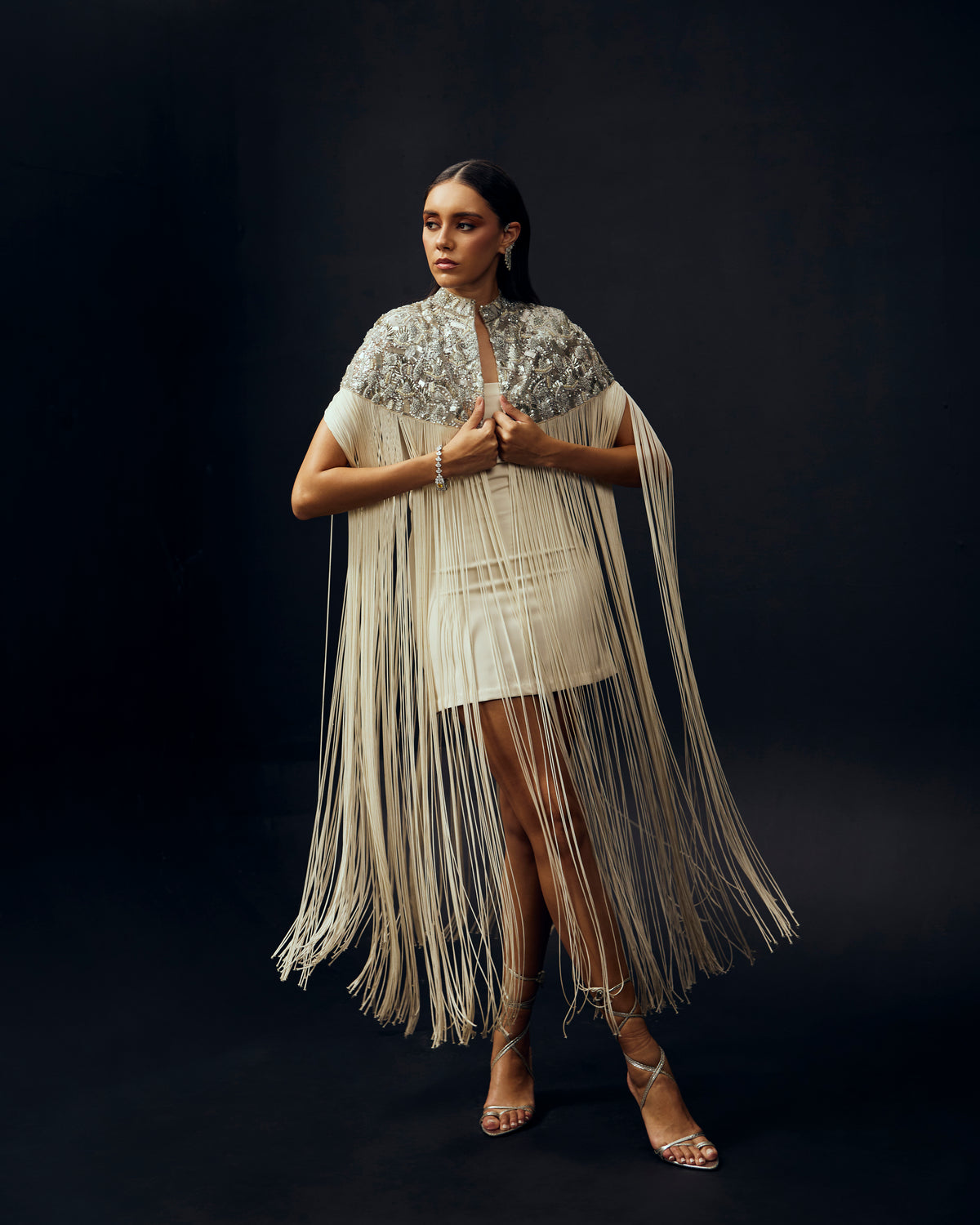 Mirelle Fringe Cape Set