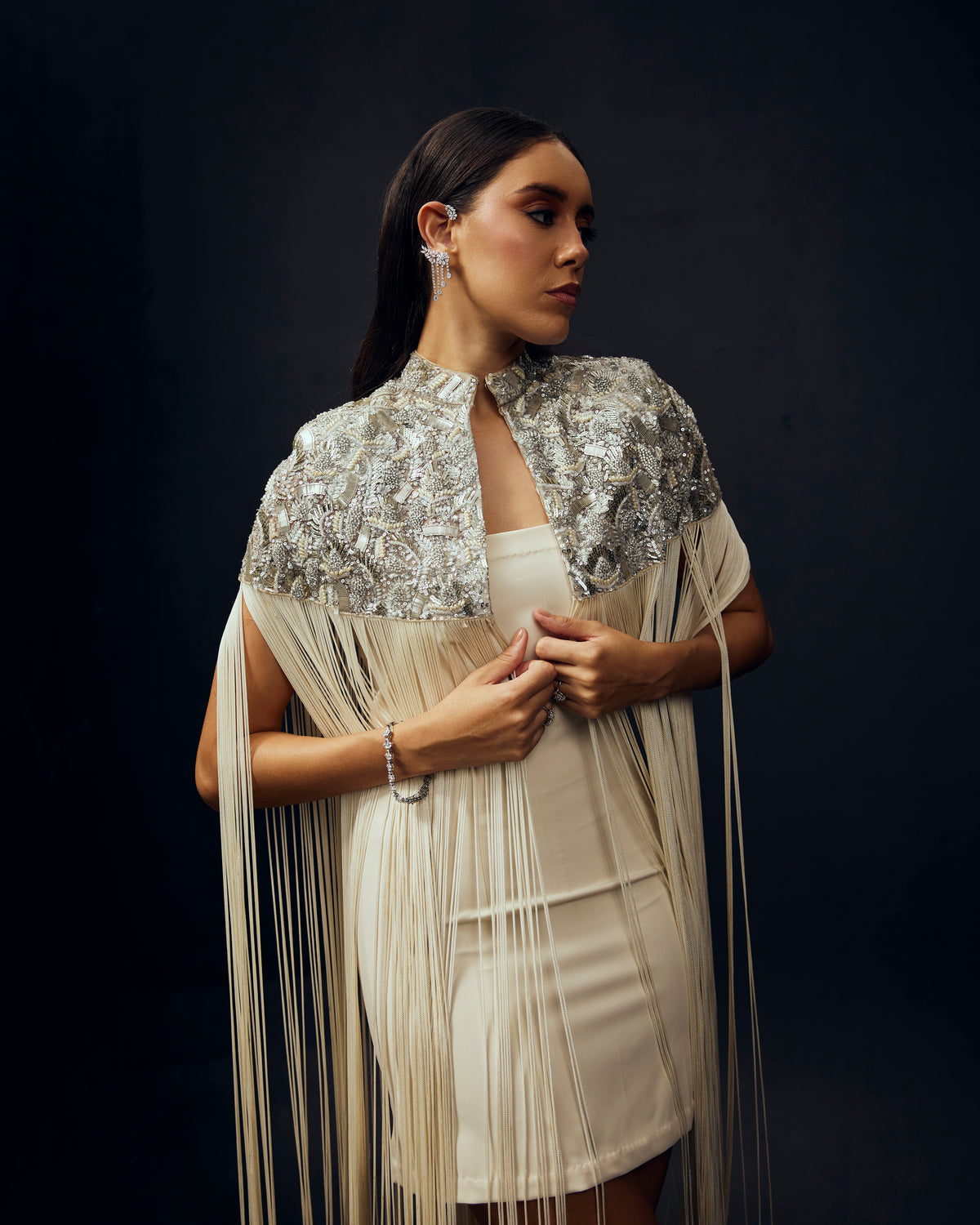 Mirelle Fringe Cape Set